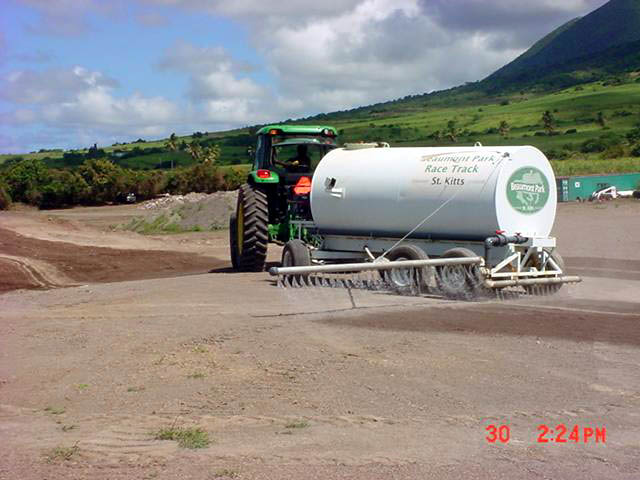 Construction work underway at Beaumont Park Race Track at Dieppe Bay in St. Kitts