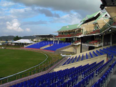 Seating in the Southern Stands at the new Warner Park Cricket Stadium in St. Kitts