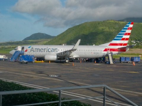 New American Airlines aircraft at RLB International Airport, St. Kitts